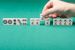 Smooth table surface with a mahjong on it