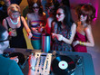 girls talking and flirting with the dj
