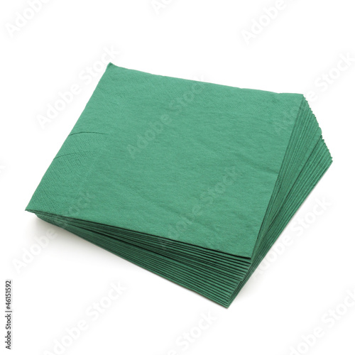 Photo: green napkins isolated on white background green napkins isolated on white background