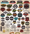 Set of vintage retro labels, stamps, ribbons, vector