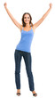 Cheerful gesturing smiling woman, isolated