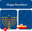 Hanukkah background with menorah and dreidel