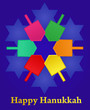 Hanukkah background with menorah and dreidel