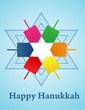 Hanukkah background with menorah and dreidel