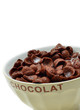 Chocolate cornflakes, cereals and milk