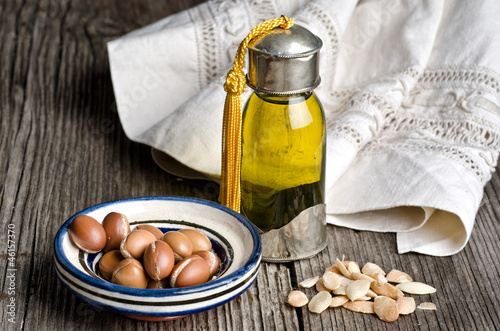 Photo: Argan oil and fruit Argan oil and fruit