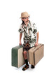 Foto: Funny safari tourist on white background Funny safari tourist on white background