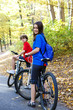 Young people biking in city park