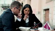 Businesspeople with tablet computer in the restaurant