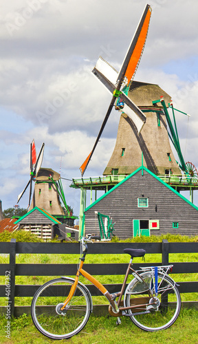 Photo: Bicycle and windmills in The Netherlands Bicycle and windmills in The Netherlands