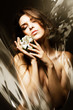 sexy woman with flowers and water