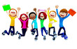 3D Happy group of students