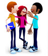 3D group of students talking