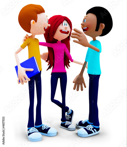 Illustration: 3D group of students talking 3D group of students talking