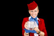 Flight Attendant Serving a Drink