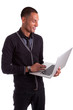 Young african american man using a laptop