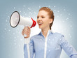 happy woman with megaphone