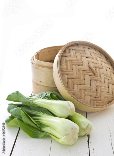 Photo: Asian steamer and bok choy Asian steamer and bok choy