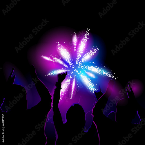 Vector: Crowd watching fireworks Crowd watching fireworks
