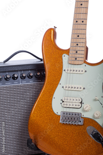 Photo: Orange electric guitar and amplifier Orange electric guitar and amplifier