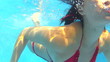 Underwater View Of Woman In Swimming Pool