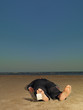 dead businessman with blank label on toe