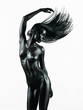 Foto: artistic nude of young woman, white background artistic nude of young woman, white background
