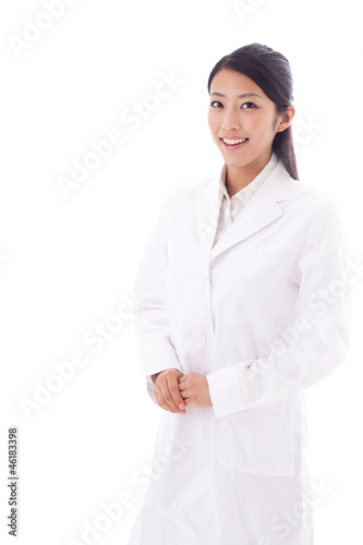 Photo: a young asian doctor on white background a young asian doctor on white background