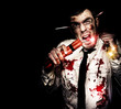 Crazy Zombie Businessman With Dynamite Explosives