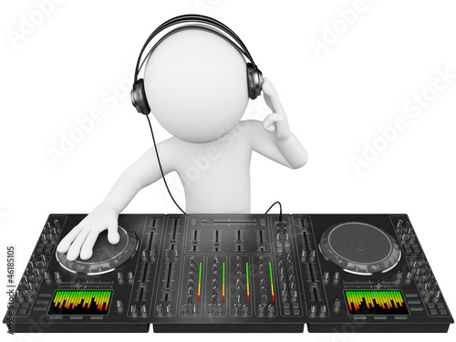 Illustration: 3D white people. DJ with a mixer 3D white people. DJ with a mixer