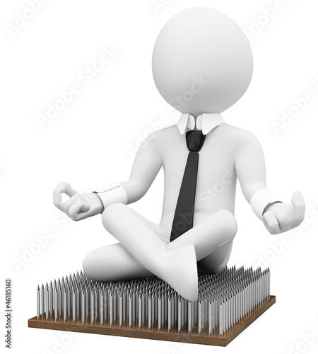 Illustration: 3D business white people. Business metaphor fakir 3D business white people. Business metaphor fakir