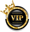 Vip round golden vector label with crown