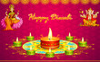 vector illustration of diwali greeting with Lakshmi Ganesha