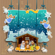 Vektor: Crib collage on cardboard Crib collage on cardboard