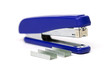 Blue stapler isolated on white background