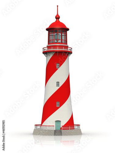 Illustration: Red lighthouse isolated on white Red lighthouse isolated on white