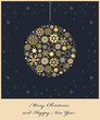 Fir tree bauble from golden snowflakes