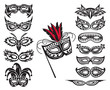 set of isolated carnival masks