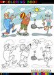 children playing ball cartoon for coloring