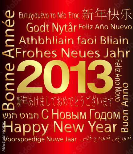 Illustration: 2013 - Happy New Year in Multiple languages 2013 - Happy New Year in Multiple languages