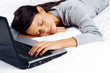 sleeping on computer woman