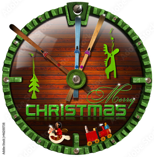 Illustration: Merry Christmas Grunge Clock Merry Christmas Grunge Clock