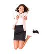 Happy businesswoman jumping