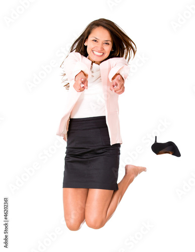 Photo: Happy businesswoman jumping Happy businesswoman jumping
