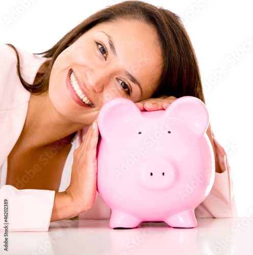 Photo: Woman saving money Woman saving money