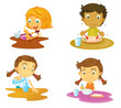 four kids having food