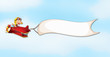 an air plane, a boy and a banner