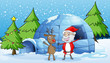 a reindeer and santaclause