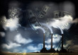 Photo: Grunge Landscape with Factory and Currency Grunge Landscape with Factory and Currency
