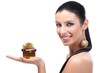 Attractive woman with small Christmas box